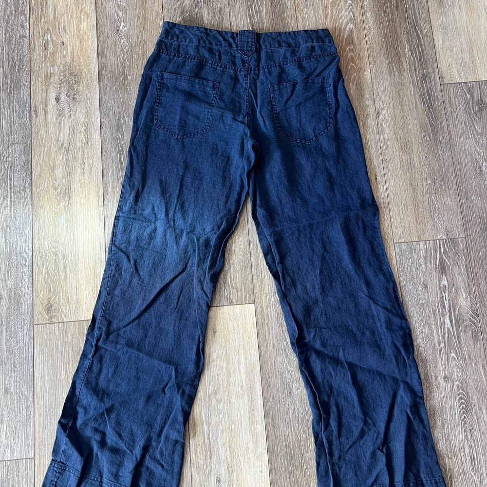 Max Studio Blue Straight Leg Pants with Relaxed Fit